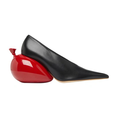 Loewe Balloon Embellished Leather Pumps In Black Red