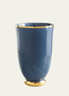Aerin Ribbed Marion Tapered Ceramic Vase In Blue