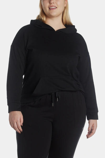 Andrew Marc Sport Long Sleeve Drop Shoulder Hoodie In Black