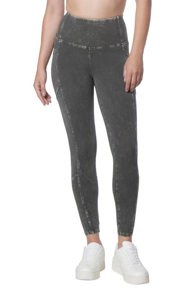 Andrew Marc Sport 7/8 High Rise Mineral Wash Leggings In Moss
