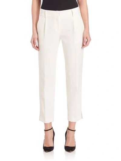 Milly Nicole Pleated-front Cropped Pants, Black In White