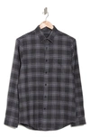 14th & Union 14th And Union Grindle Trim Fit Flannel Shirt In Black Grey Grindle Plaid