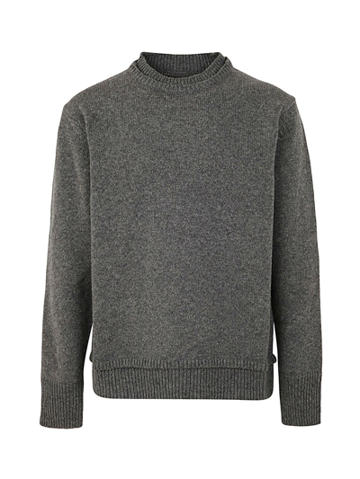 Maison Margiela Crew Neck Sweater With Elbow Patches In Grey