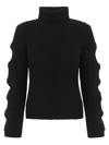 Jw Anderson Women's Cut Out Sleeve Turtleneck Jumper Sweater In Black
