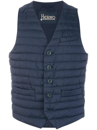 Herno Quilted Waistcoat In Blue
