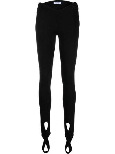 Attico Lea Crisscross Stirrup Pants In Black
