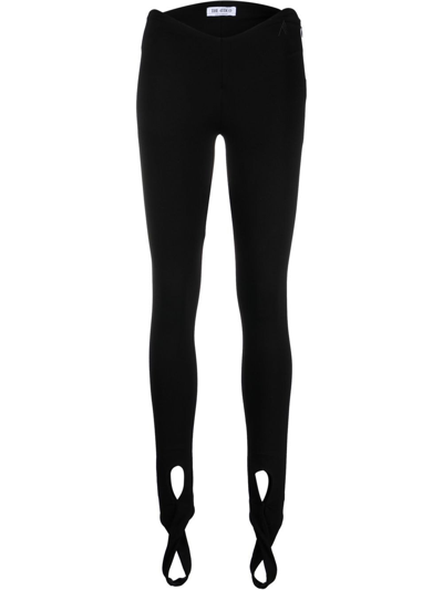 Attico Black Jersey Stirrup Trousers In Nero