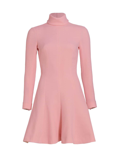 Emilia Wickstead Stella Flared Turtleneck Minidress In Baby Pink