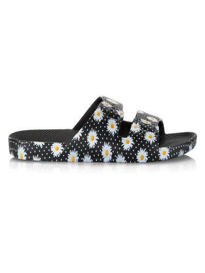 Freedom Moses Daisy Two-strap Slides In Daisy Dot Black