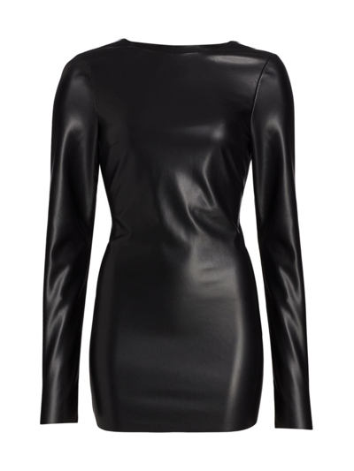 Lamarque Julie Faux Leather Mini Dress In Black