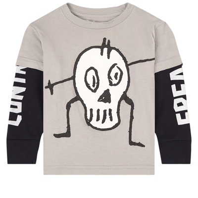 Nununu Kids' Goofy Skull Graphic T-shirt Gray In Grey