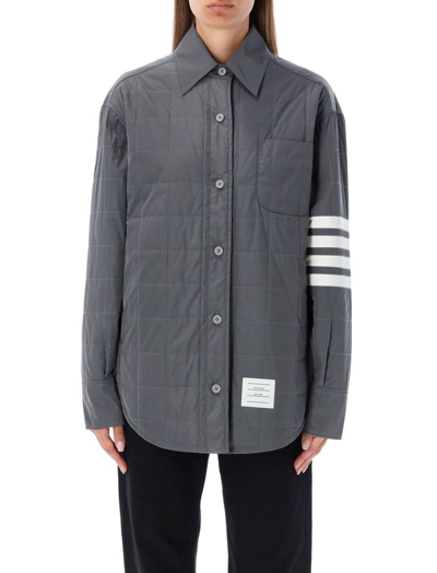 Thom Browne Down-feather Quilted Shirt Jacket In Grey