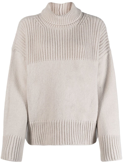Dondup Roll-neck Wool-cashmere Jumper In Neutrals