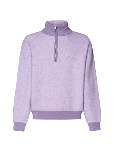 Jacquemus La Maille Berger Funnel-neck Boxy-fit Wool-blend Jumper In Light Purple