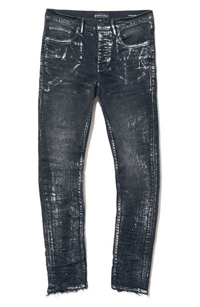 Purple Brand Black Wash Metallic Skinny Jeans In Black Wash Metallic Silver