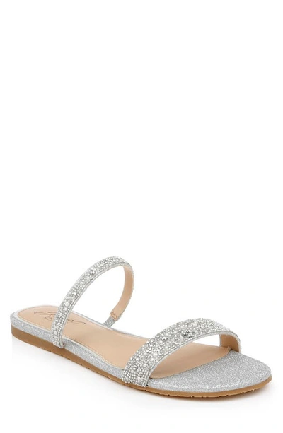 Jewel Badgley Mischka Rhinestoned Sandal In Silver Glitter