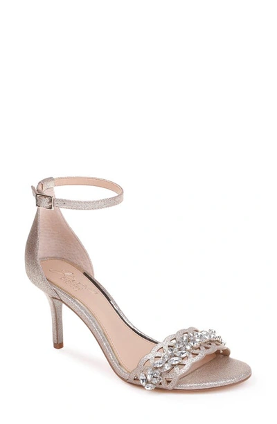 Jewel Badgley Mischka Kirsten Embellished Laser Cut Ankle Strap Sandal In Gld Glitt