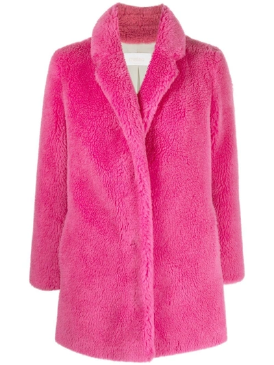 Yves Salomon Mid-length Faux-fur Coat In Dahlia Pink