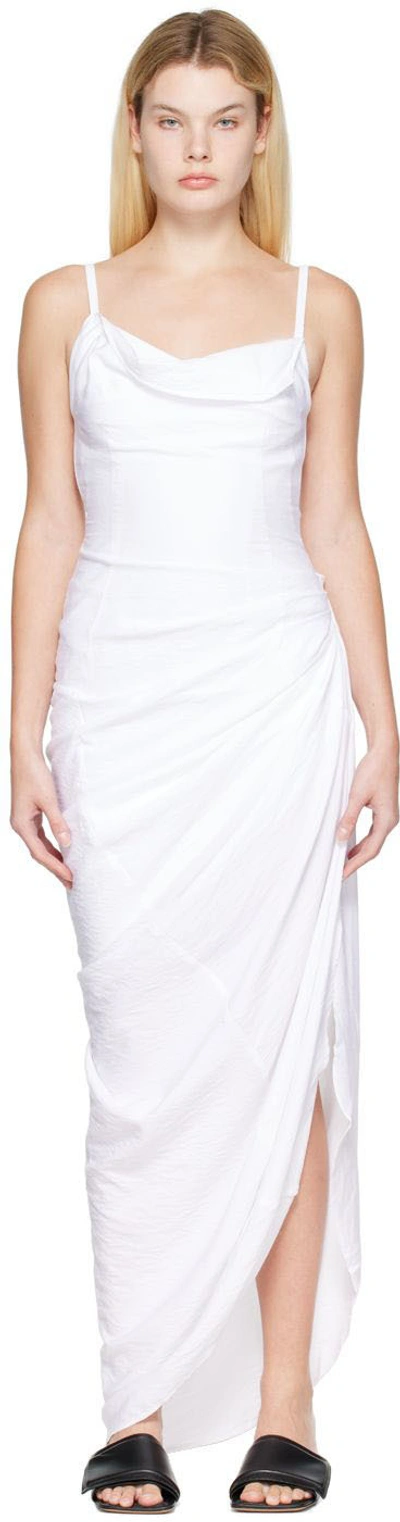 Jacquemus 'la Robe Saudade Longue' Draped Dress In White