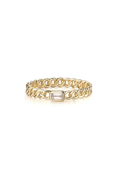 Ron Hami 14k Yellow Gold Baguette Cut Diamond Curb Link Ring