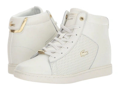 Lacoste Carnaby Evo Wedge 317 4 In Off-white/gold | ModeSens
