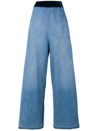 Golden Goose Sophie Contrast-panel High-rise Cotton Trousers In Blue