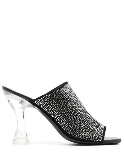 By Far Crystal-embellished Transparent Heel Sandals In Black