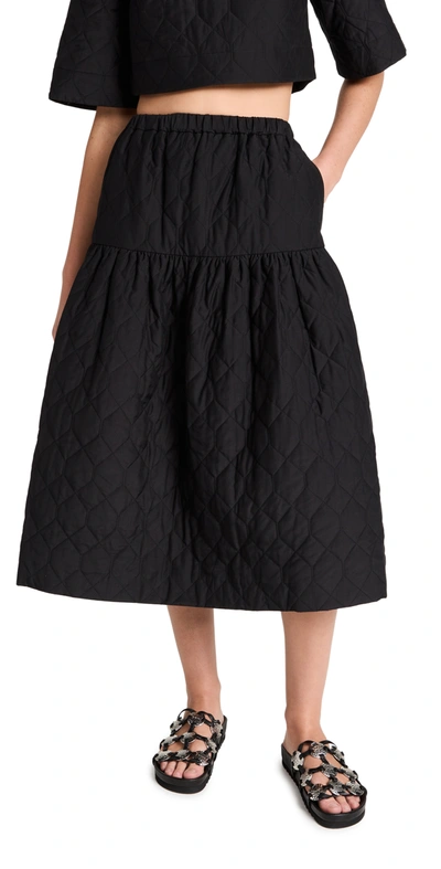 Jason Wu Quilted Tiered Cotton & Silk Midi Skirt In Black