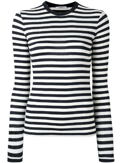 Max Mara Striped Jersey Long Sleeve T-shirt In Blue-white