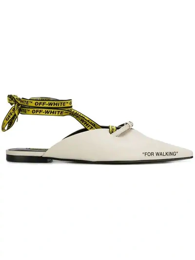 Off-white For Walking Slippers In White Shiny Nappa Leather In Beige
