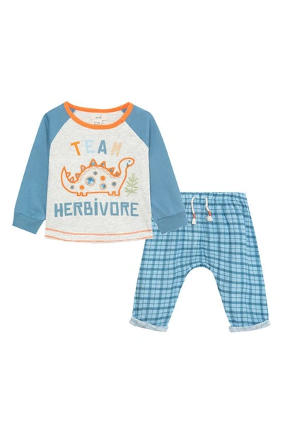 Peek Essentials Babies' Team Herbivore Long Sleeve Shirt & Pants In Grey Heather