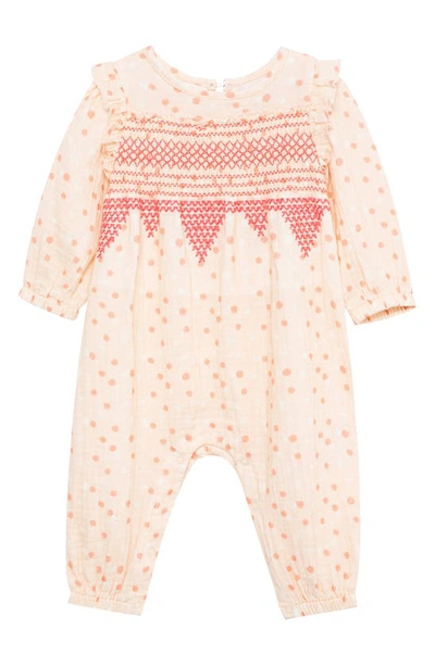 Peek Essentials Babies' Embroidered Cotton Romper In Print