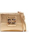 Dolce & Gabbana Millennials Embellished Metallic Textured-leather Shoulder Bag In Gold