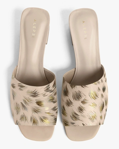 Alepel Women's Gold Cheetah Block-heel Sandal In Beige