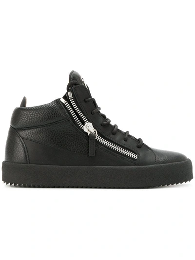Giuseppe Zanotti Kriss Black Leather Mid Top Sneakers