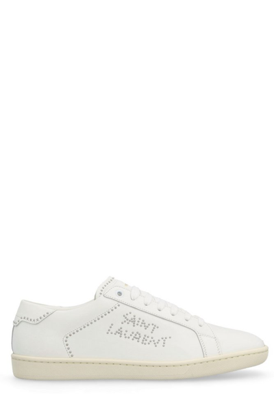 Saint Laurent Sl/09 White Low Top Sneakers With Studs Embellishment In Smooth Leather Woman