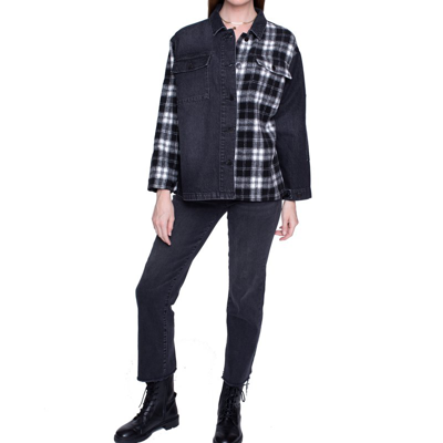 Blue Revival Your Ex Boyfriend Plaid And Denim Shacket In Black