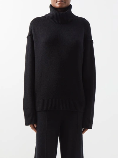 Allude Wool-blend Roll-neck Sweater In Black