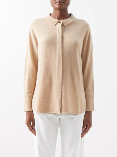Allude Concealed-button Wool-blend Shirt In Camel