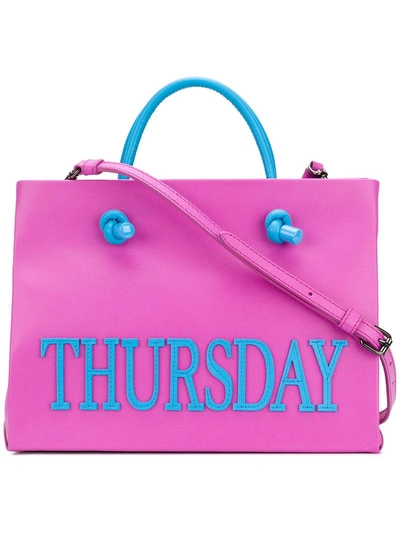 Alberta Ferretti Leather Thursday Shopping Bag In Purple