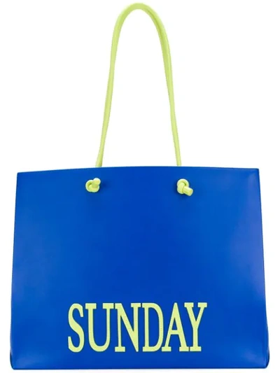 Alberta Ferretti Rainbow Week Fluo Shopping Bag In Blue
