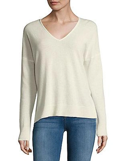 Leo & Sage Double V-neck Cashmere Sweater In Heather Grey