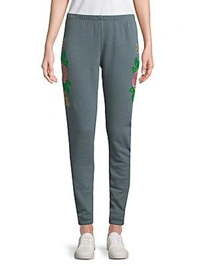 Wildfox Knox Floral Sweatpants In Vision Blue