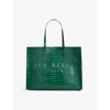 Ted Baker Croc-detail Icon Leather Tote Bag In Green
