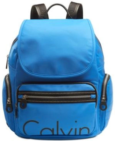 Calvin Klein Nylon Signature Backpack In Marine/blk
