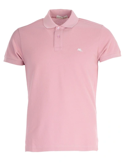 Etro Short Sleeve Polo Shirt In Pink & Purple