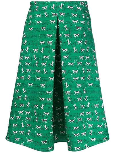 Alessandro Enriquez All-over Dog-print A-line Skirt In Grün