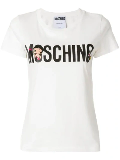 Moschino Slim Betty Boop Cotton Jersey T-shirt In White