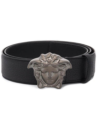 Versace Medusa Metal Buckle Belt In Black