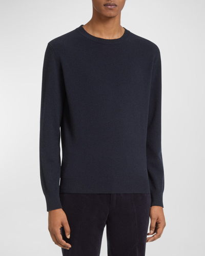 Zegna Oasi Cashmere Crewneck Sweater In Navy